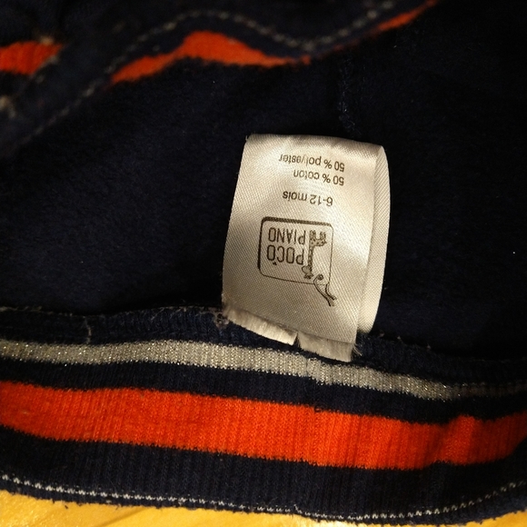 6-12m poco piano Navy white polkadot track suit red cuffs - Picture 6 of 13